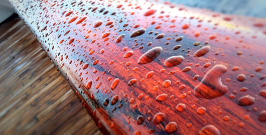 Raindrops on bannister